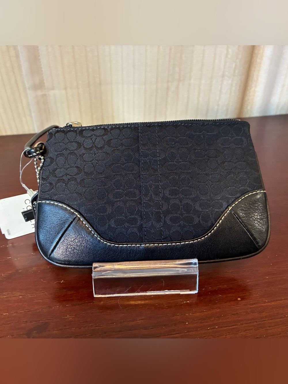 Coach Y2K Black Mini C Signature Jacquard Wristlet NWT